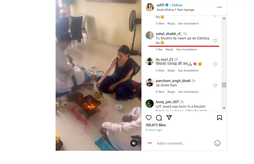Urfi Javed Performed Havan on the Occasion of Ram Mandir Pran Pratishtha, Islamic Fundamentalists Abused 93 Ufi Javed performed havan