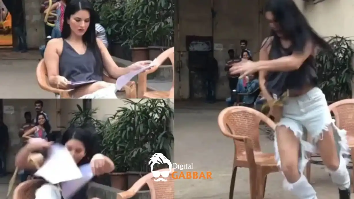 Sunny Leone sat on chair, snake fell from behind