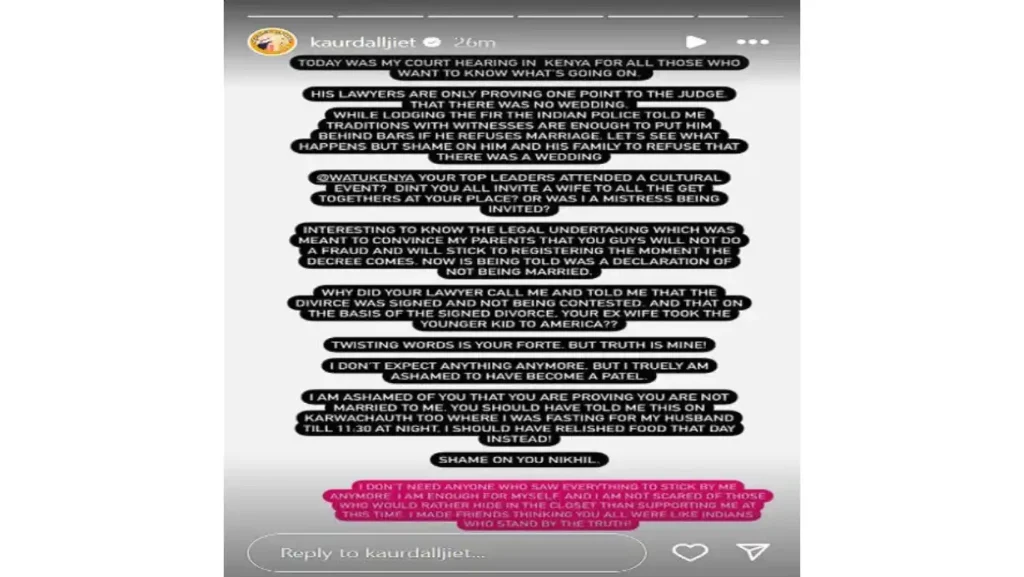 Dalljiet Kaur and Nikhil Patel's Ongoing Dispute: Accusations, Deleted Posts, and Legal Drama 90 Dalljiet Kaur Post
