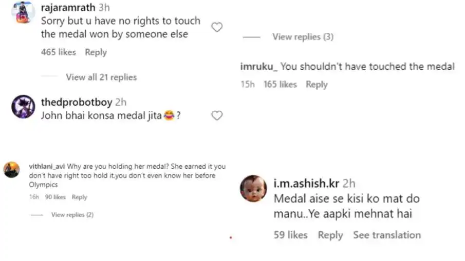 Manu Bhaker’s Olympic Medal Photo with This Superstar Sparks Backlash 90 User Comments On John Abraham