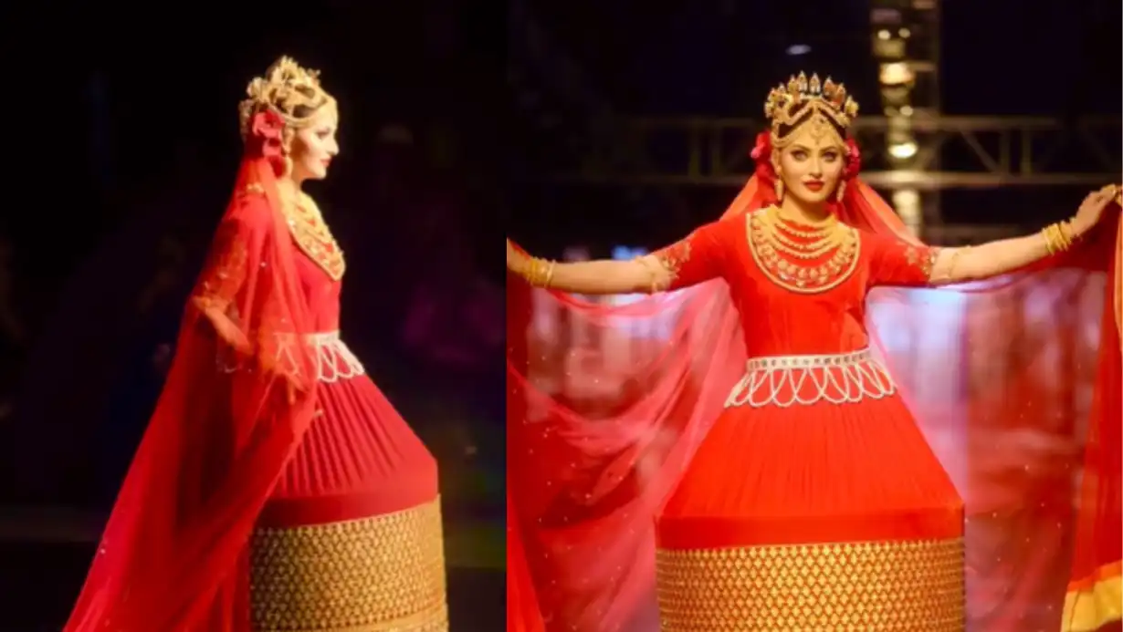 Urvashi Rautela’s Historic Fashion Moment: Walking the Ramp in 24K Gold Manipuri Bridal Attire 89 Urvashi Rautela’s Historic Fashion Moment Walking The Ramp In 24k Gold Manipuri Bridal Attire