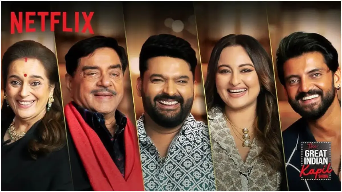 Sonakshi Sinha, Shatrughan Sinha, and Zaheer Iqbal Light Up The Kapil Sharma Show 2 89 Shatrughan Sinha, Poonam Sinha, and Sonakshi Sinha laughing on The Kapil Sharma Show stage.