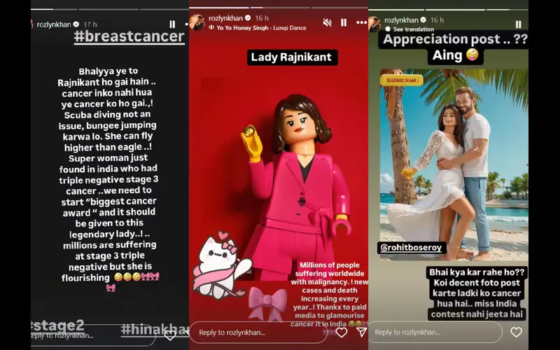 Rozlyn Khan Mocks Hina Khan’s Cancer Battle, Calls It ‘Glamorized’ in India 93 Rozlyn Khan's Post