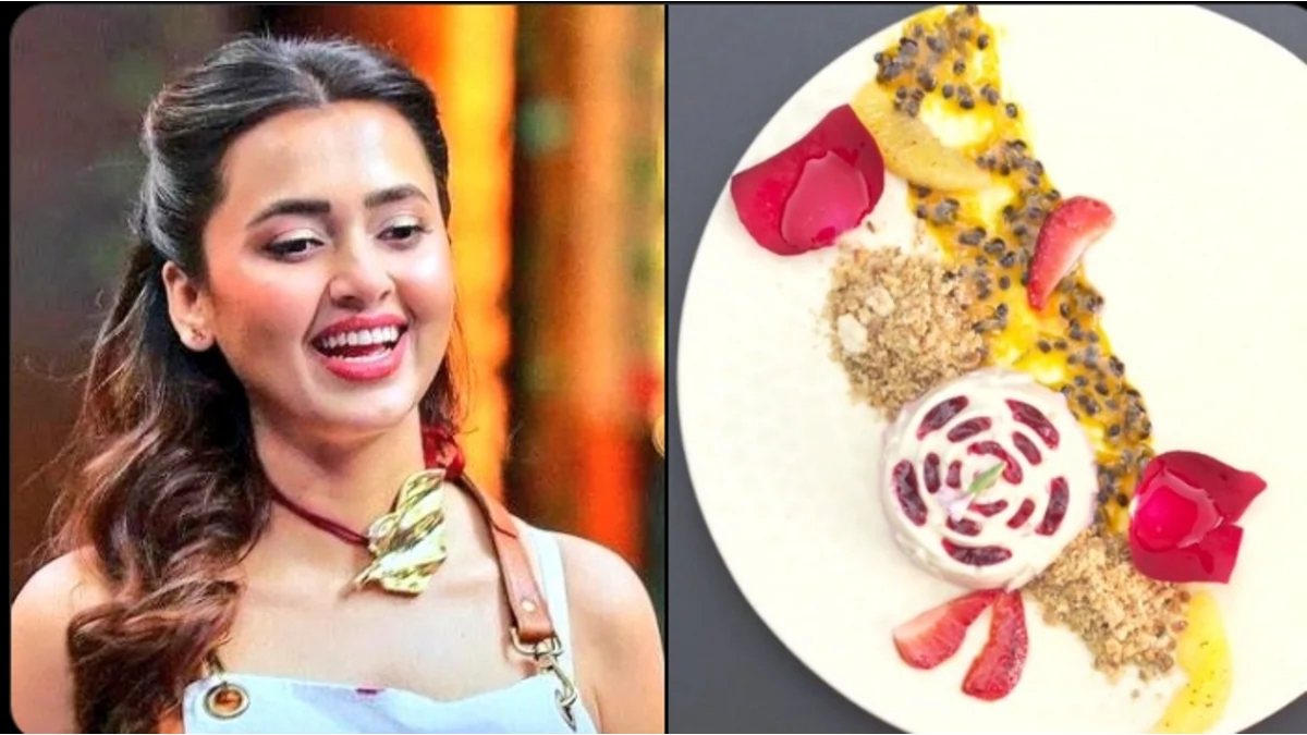 Tejasswi Prakash’s Floral Kalakand Fails to Impress Judges on Celebrity MasterChef 89 Tejasswi Prakash With Her Dish