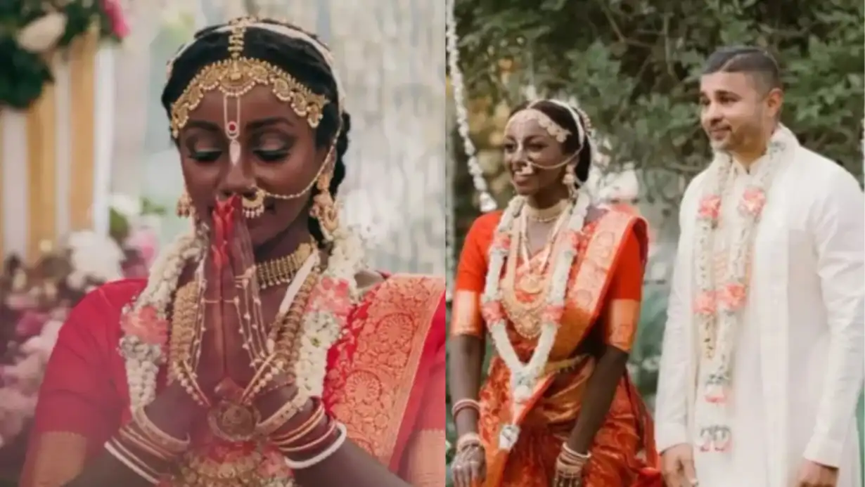Black Bridal Beauty: This Bride in Red Banarasi and Gold Jewelry Leaves Internet Mesmerized 89 Black Bridal Beauty Krishna Devotee Bride's Look Goes Viral