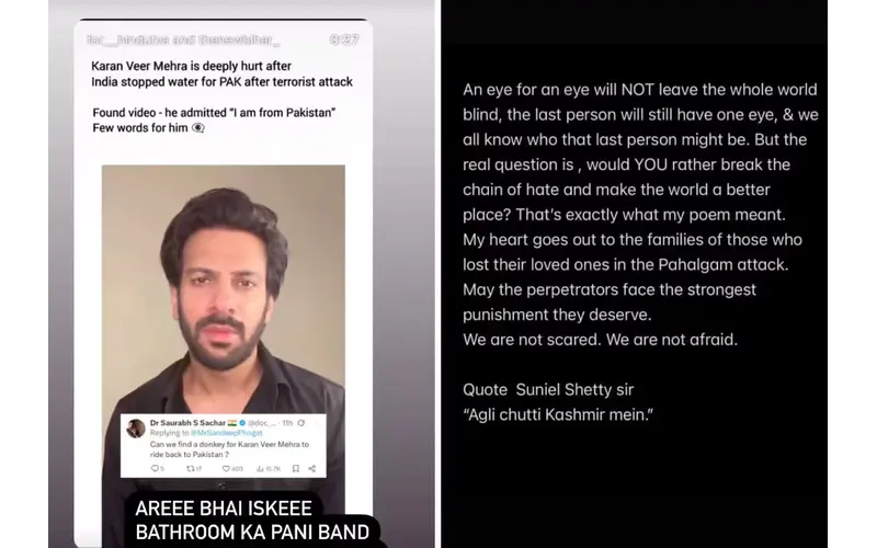 Kushal Tandon Criticizes Karan Veer Mehra’s Poem on Pahalgam Tragedy 92 Kushal And Karan's Post