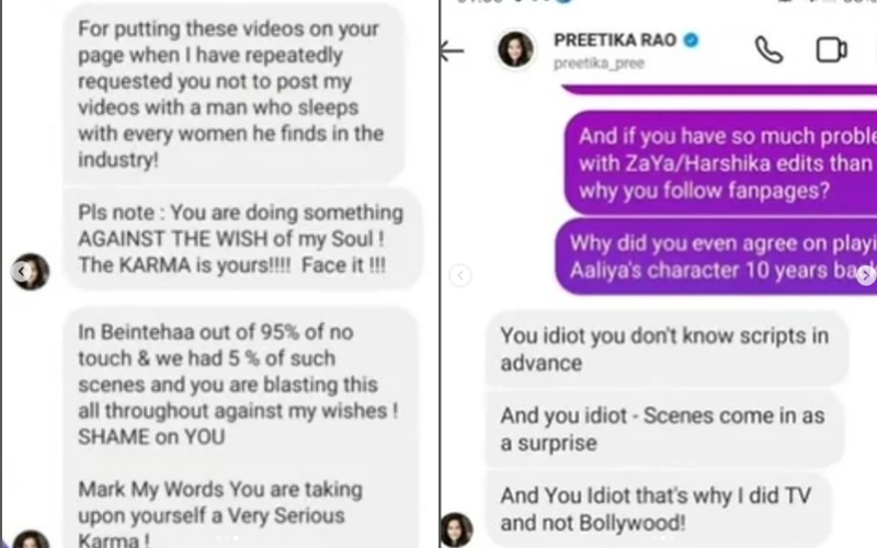 “Karma Is Yours”: Preetika Rao Slams Fan Page for Sharing Intimate Scenes with Harshad Arora 93 Preetika Rao's Messages