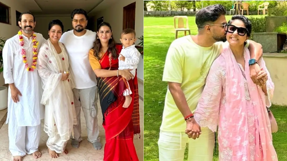 Hina Khan and Rocky’s Art of Living Retreat: A Journey of Healing and Growth 89 Hina, And Rocky With Vikram Massey's Family