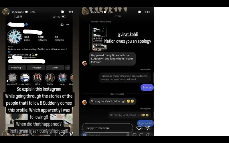 Virat Kohli Clears Air on Instagram Glitch, Sheezan Khan Backs Him 90 Sheezan Khan's Post