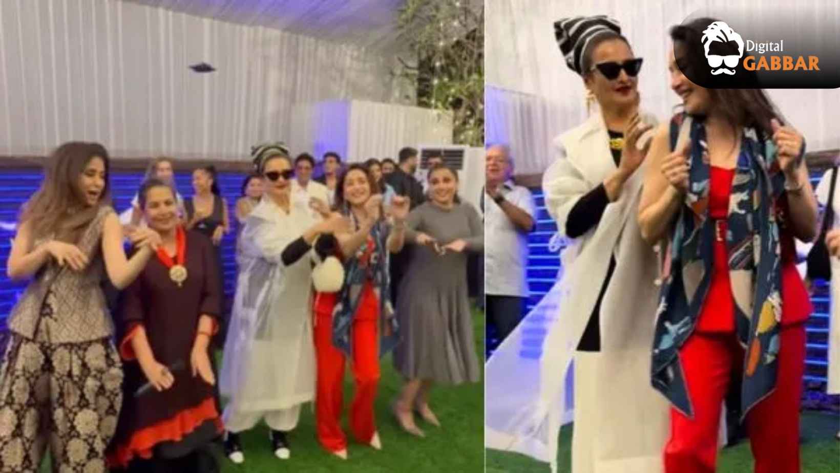 Rekha Steals the Spotlight at Shabana Azmi’s Birthday with Black Shades and Iconic Dance 80 Rekha Dance Shabana Azmi 75th Birthday Party