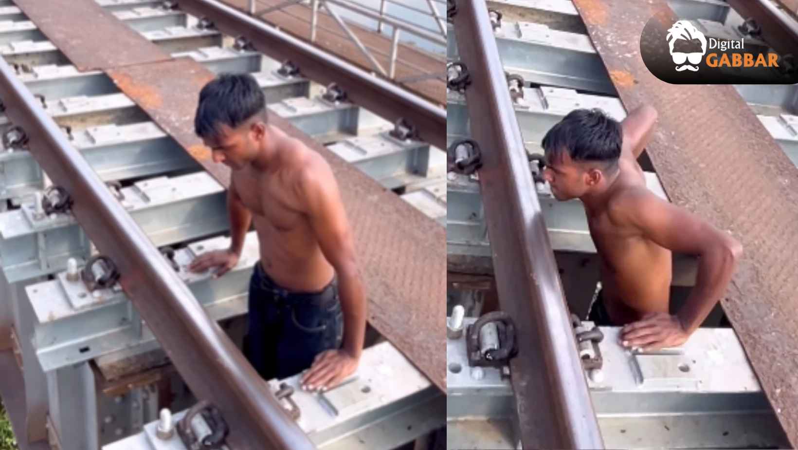 Boy Risks Life for a Reel: Viral Video of Extreme Workout on Railway Tracks Shocks Internet 78 Boy Workouts On Railway Track Viral Video Social Media Danger