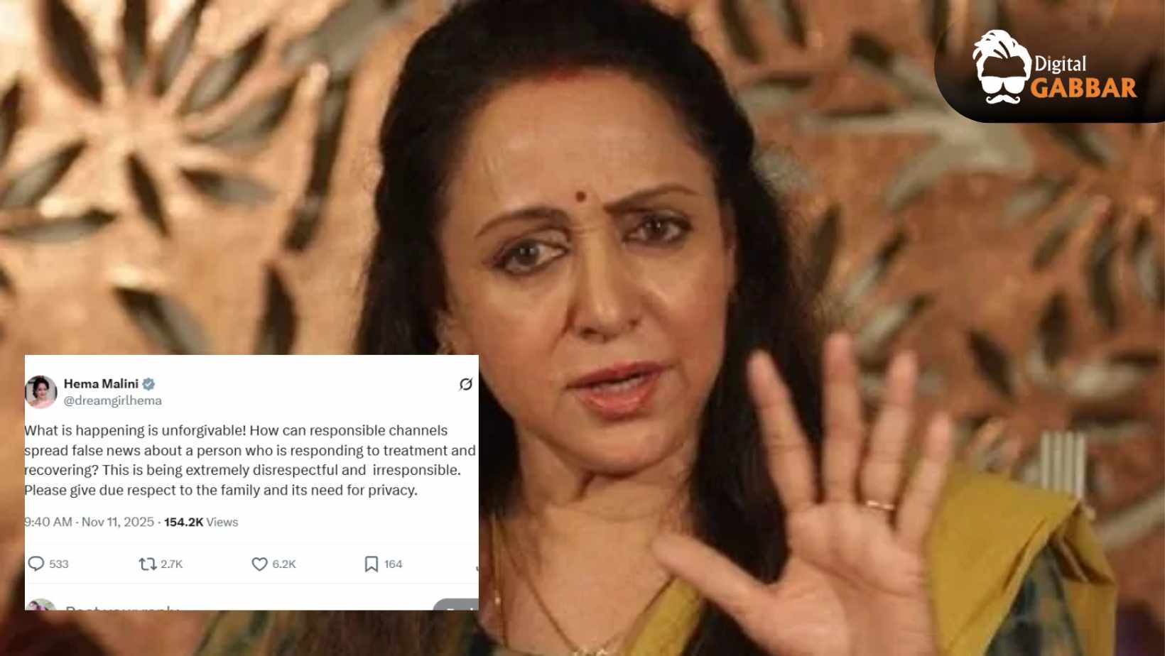 Hema Malini Breaks Silence on Dharmendra Death Rumors: "I Will Never Forgive Them" 74 Hema Malini Reaction Dharmendra Death Rumors