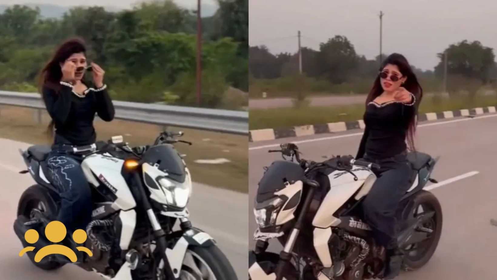 Reel Craze Turns Risky: Girl Performs Dangerous Bike Stunt for Social Media, Video Viral 72 Viral Bike Stunt Girl Reel Police Warning